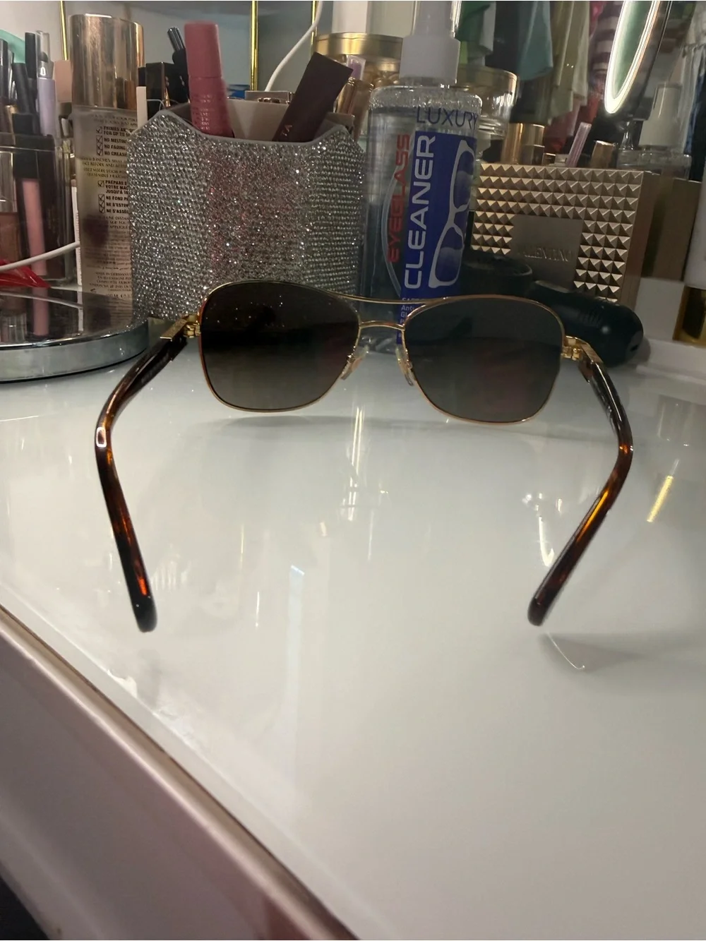 Ralph Lauren Gold Frame Sunglasses with Brown Gradient Lenses